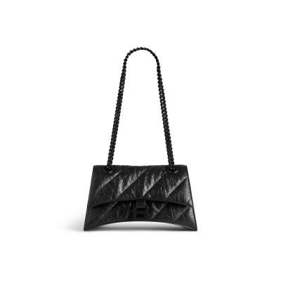 BALENCIAGA WOMEN'S CRUSH CHAIN BAG SMALL IN BLACK 716351210IY1000 (24.9*15*7.9cm)